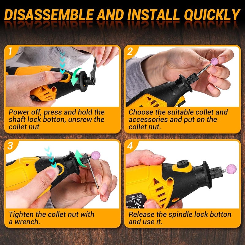 DEKOPRO Rotary Tool Kit: Power Hand Rotary Tools Mini for Wood/Metal, Electric Grinder Drill Machine Set with Flex Shaft for Carving, Cutting, Sanding, Grinding, Polishing, Engraving - Image 5